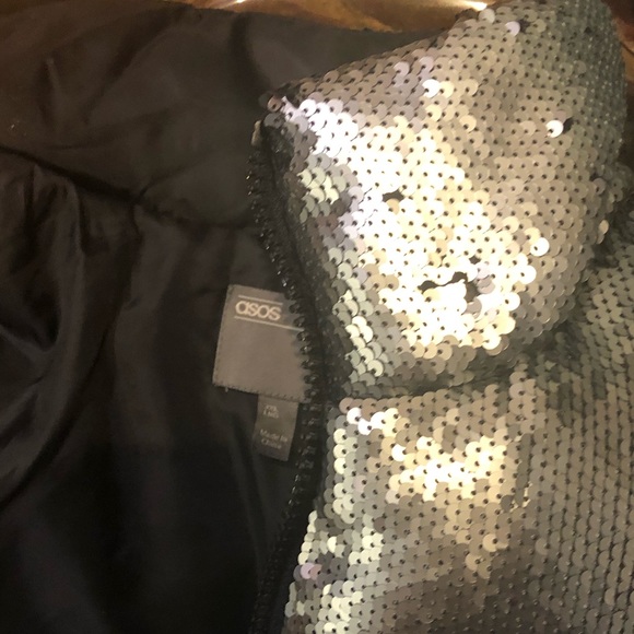 ASOS Silver Sequins Puffer Jacket 3XL - Picture 5 of 12